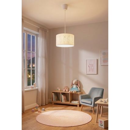Brilagi - Lustre infantil LED suspenso com cabo BOBO 1xE27/60W/230V Ø 35 cm branco/coelhinhos