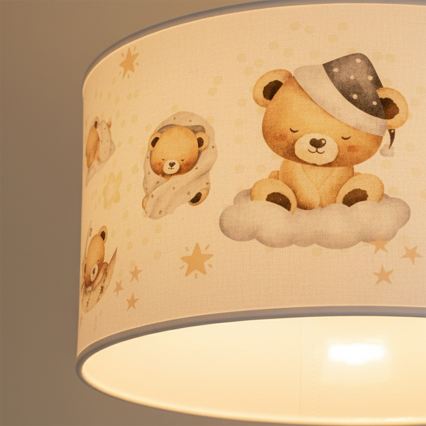 Brilagi - Lustre infantil LED suspenso com cabo BOBO 1xE27/60W/230V Ø 35 cm branco/ursinhos