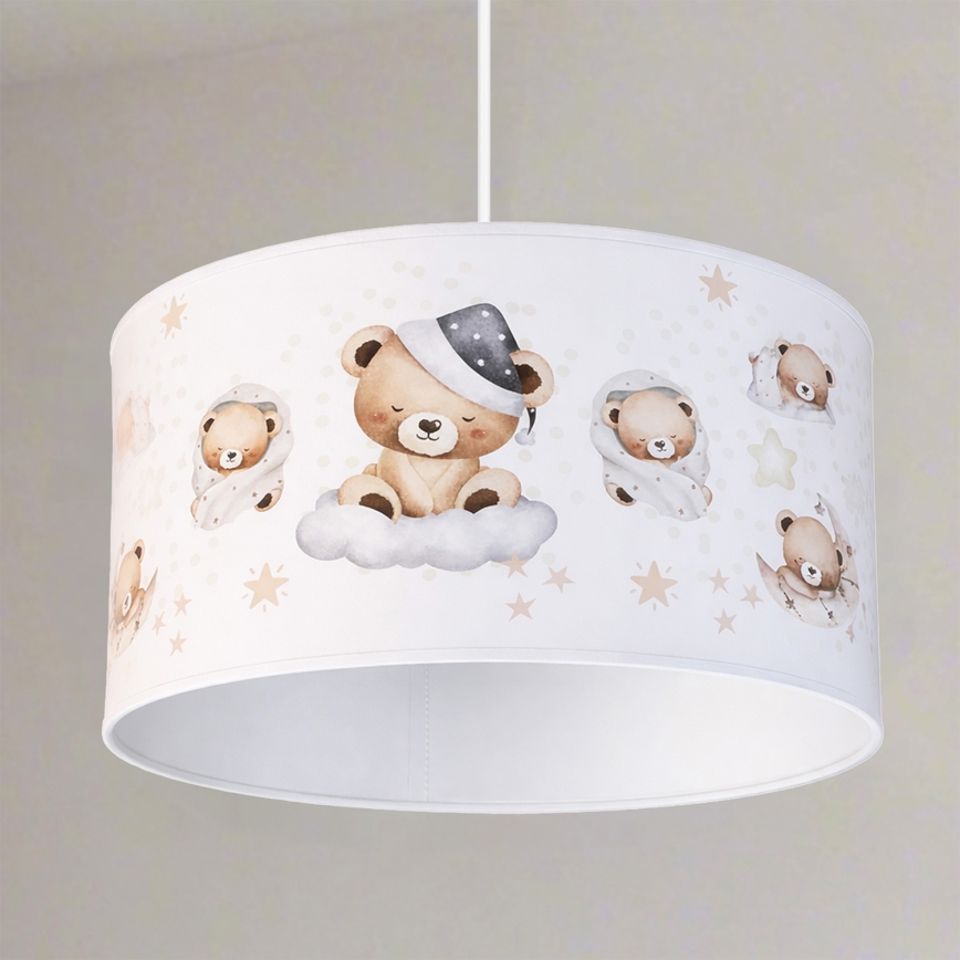 Brilagi - Lustre infantil LED suspenso com cabo BOBO 1xE27/60W/230V Ø 35 cm branco/ursinhos