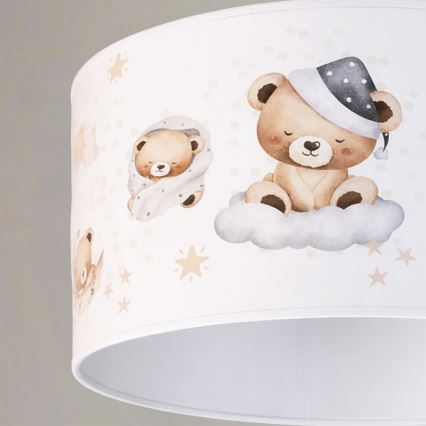 Brilagi - Lustre infantil LED suspenso com cabo BOBO 1xE27/60W/230V Ø 35 cm branco/ursinhos