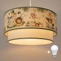 Brilagi - Lustre infantil LED suspenso por cabo BOBO 1xE27/10W/230V Ø 40 cm creme/verde/selva