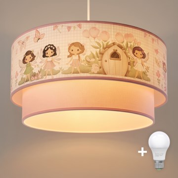 Brilagi - Lustre infantil LED suspenso por cabo BOBO 1xE27/60W/230V diâmetro 40 cm rosa/fadas