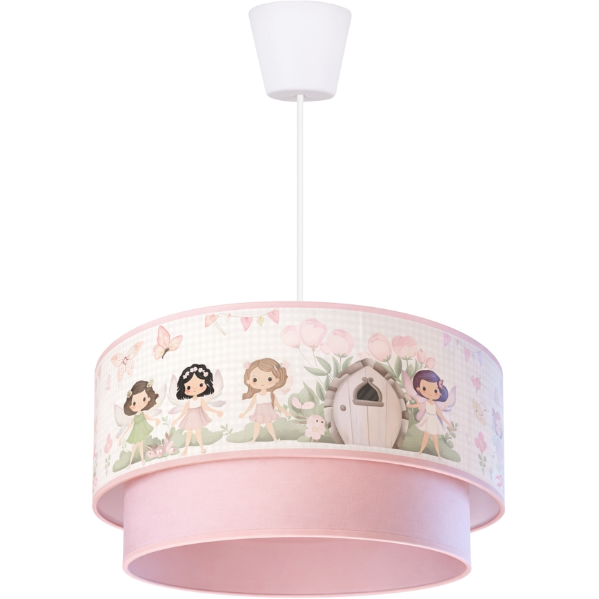 Brilagi - Lustre infantil LED suspenso por cabo BOBO 1xE27/60W/230V diâmetro 40 cm rosa/fadas