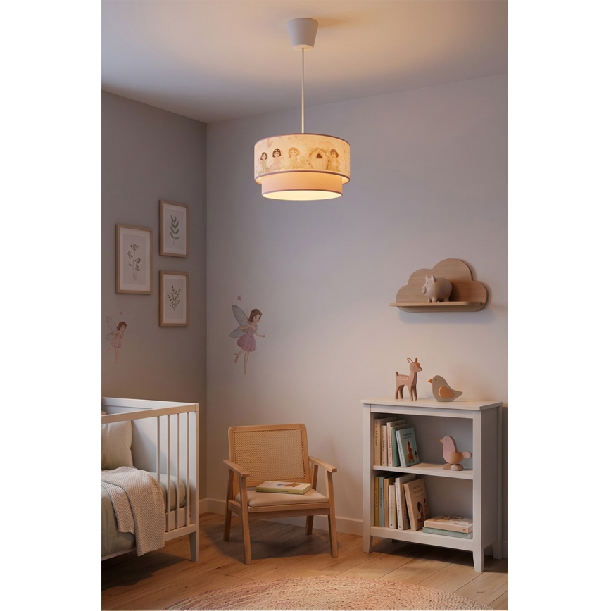 Brilagi - Lustre infantil LED suspenso por cabo BOBO 1xE27/60W/230V diâmetro 40 cm rosa/fadas
