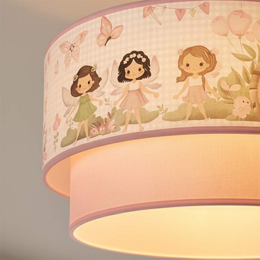 Brilagi - Lustre infantil LED suspenso por cabo BOBO 1xE27/60W/230V diâmetro 40 cm rosa/fadas