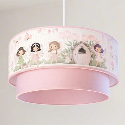 Brilagi - Lustre infantil LED suspenso por cabo BOBO 1xE27/60W/230V diâmetro 40 cm rosa/fadas