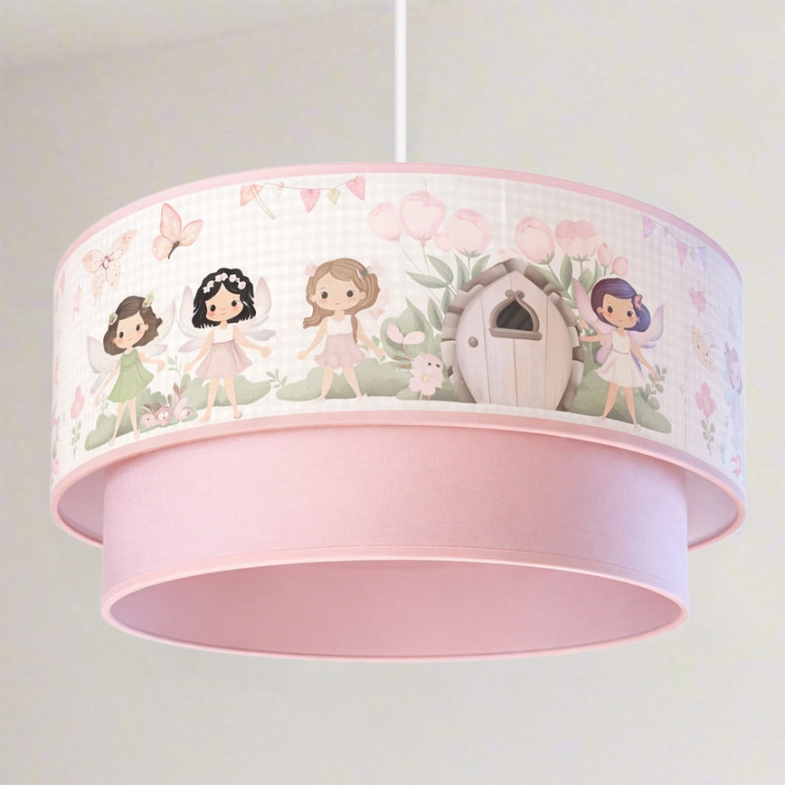 Brilagi - Lustre infantil LED suspenso por cabo BOBO 1xE27/60W/230V diâmetro 40 cm rosa/fadas