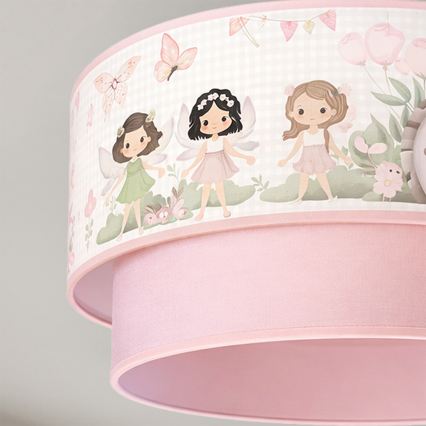 Brilagi - Lustre infantil LED suspenso por cabo BOBO 1xE27/60W/230V diâmetro 40 cm rosa/fadas