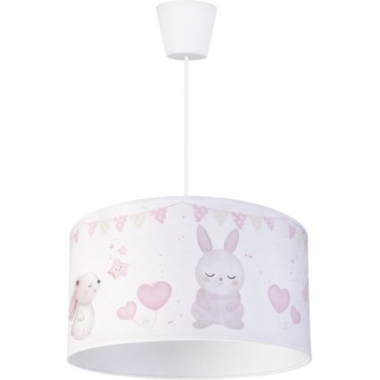 Brilagi - Lustre infantil LED suspenso por cabo BOBO 1xE27/60W/230V Ø 35 cm branco/coelhinhos