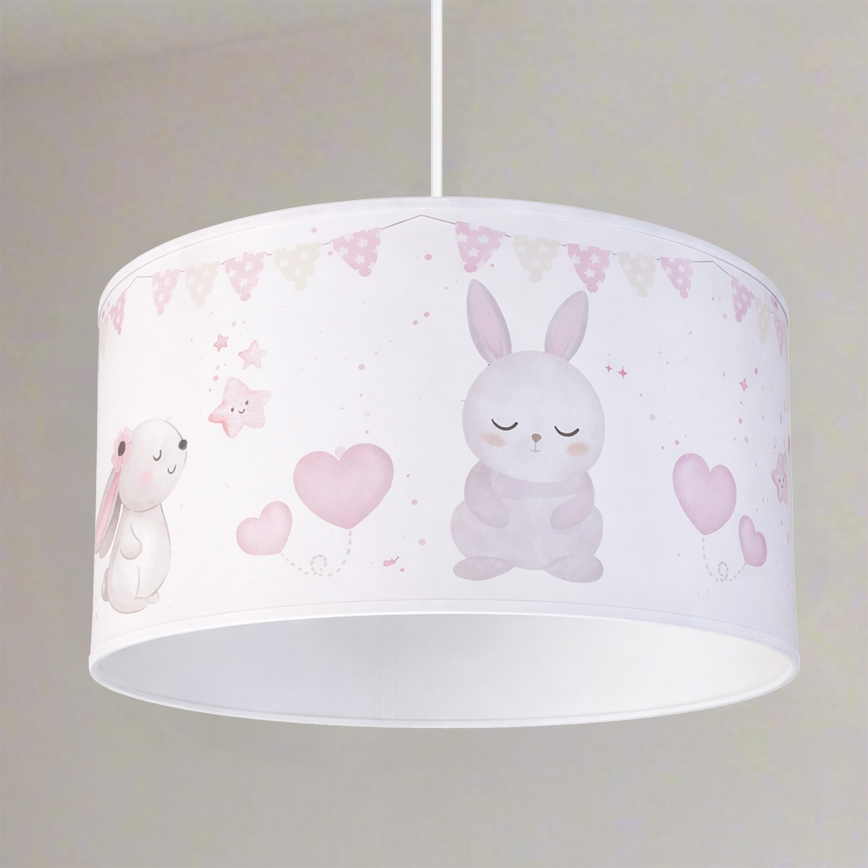 Brilagi - Lustre infantil LED suspenso por cabo BOBO 1xE27/60W/230V Ø 35 cm branco/coelhinhos
