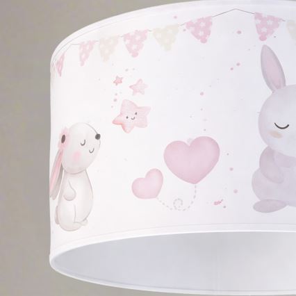 Brilagi - Lustre infantil LED suspenso por cabo BOBO 1xE27/60W/230V Ø 35 cm branco/coelhinhos