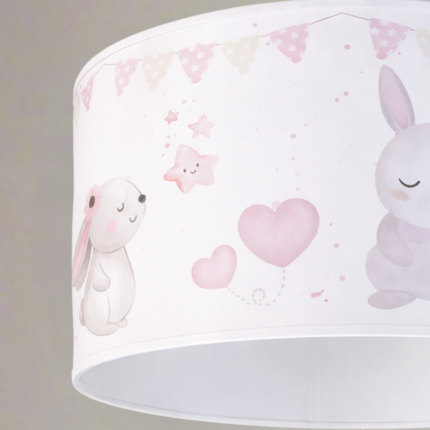 Brilagi - Lustre infantil LED suspenso por cabo BOBO 1xE27/60W/230V Ø 35 cm branco/coelhinhos