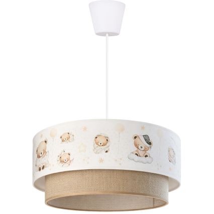 Brilagi - Lustre infantil LED suspenso por cabo BOBO 1xE27/60W/230V, Ø 40 cm, branco/bege/ursinho