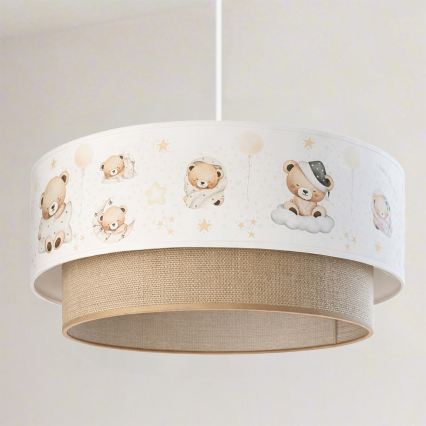Brilagi - Lustre infantil LED suspenso por cabo BOBO 1xE27/60W/230V, Ø 40 cm, branco/bege/ursinho