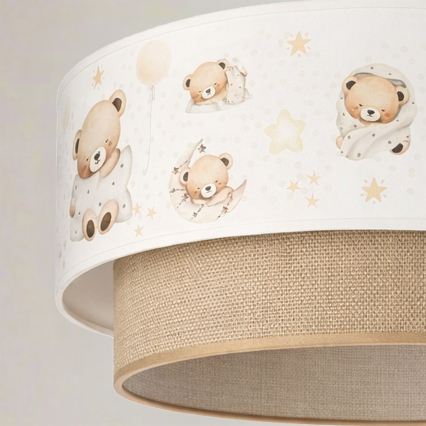 Brilagi - Lustre infantil LED suspenso por cabo BOBO 1xE27/60W/230V, Ø 40 cm, branco/bege/ursinho