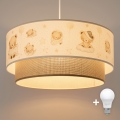 BRILAGI - Lustre infantil LED suspenso por cabo BOBO 1xE27/60W/230V Ø 40 cm branco/bege/ursinhos