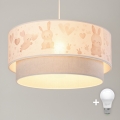 Brilagi- Lustre infantil LED suspenso por cabo BOBO 1xE27/60W/230V Ø40 cm creme/cinza/azul royal.