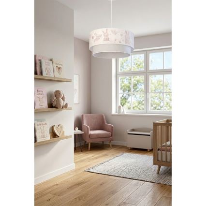 Brilagi- Lustre infantil LED suspenso por cabo BOBO 1xE27/60W/230V Ø40 cm creme/cinza/azul royal.
