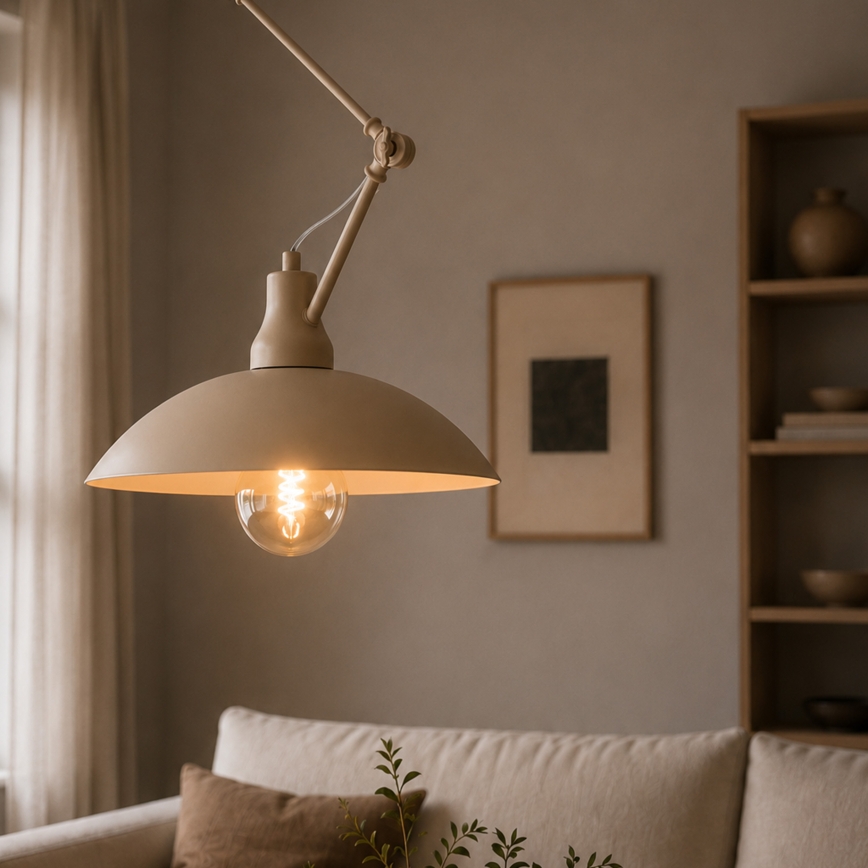 Brilagi - Lustre LED ajustável em haste IRONBEAM 1xE27/60W/230V bege