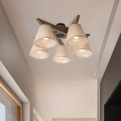Brilagi - LED Plafon ANTHONY 5xE14/40W/230V carvalho nogueira/bege