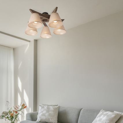 Brilagi - LED Plafon ANTHONY 5xE14/40W/230V carvalho nogueira/bege