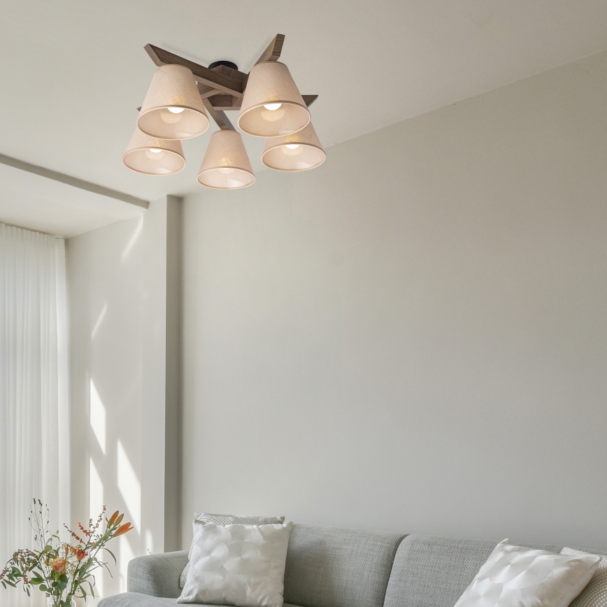 Brilagi - LED Plafon ANTHONY 5xE14/40W/230V carvalho nogueira/bege