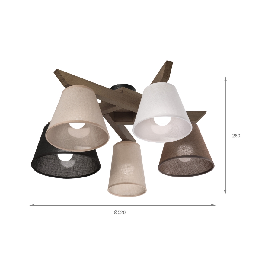 Brilagi - LED Plafon ANTHONY 5xE14/40W/230V carvalho nogueira