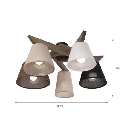 Brilagi - LED Plafon ANTHONY 5xE14/40W/230V carvalho nogueira