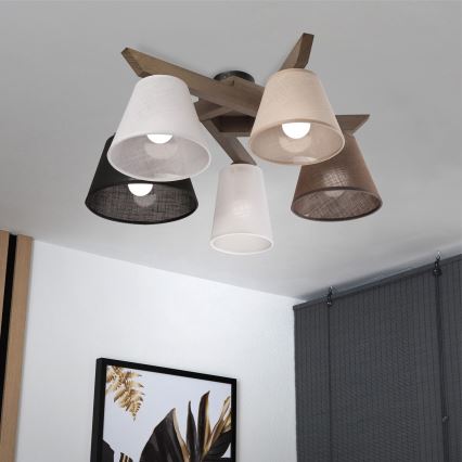 Brilagi - LED Plafon ANTHONY 5xE14/40W/230V carvalho nogueira