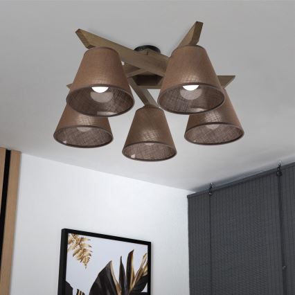 Brilagi - LED Plafonier ANTHONY 5xE14/40W/230V carvalho nogueira/marrom