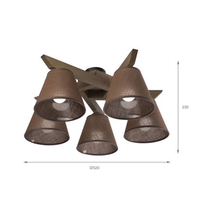 Brilagi - LED Plafonier ANTHONY 5xE14/40W/230V carvalho nogueira/marrom