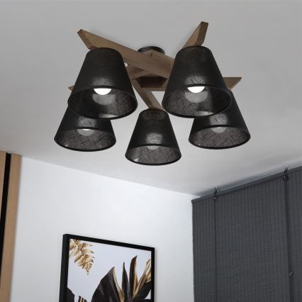 Brilagi - LED Plafonier ANTHONY 5xE14/40W/230V carvalho nogueira/preto