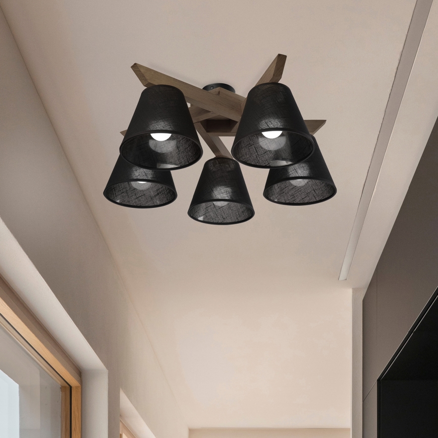 Brilagi - LED Plafonier ANTHONY 5xE14/40W/230V carvalho nogueira/preto