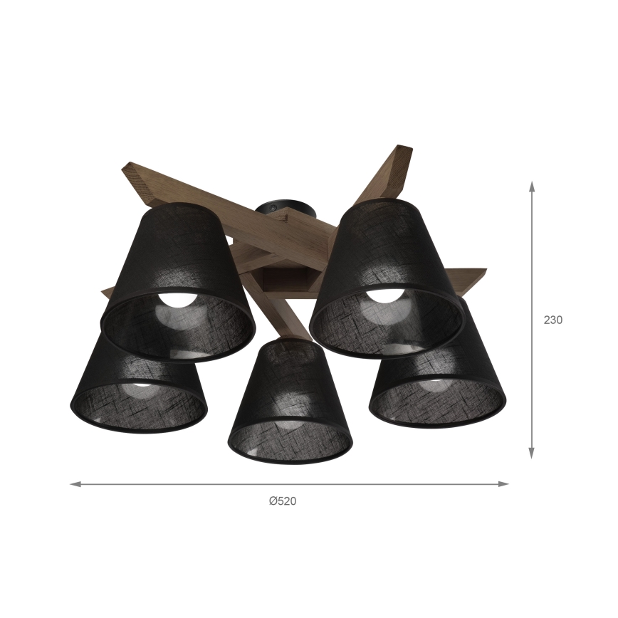 Brilagi - LED Plafonier ANTHONY 5xE14/40W/230V carvalho nogueira/preto