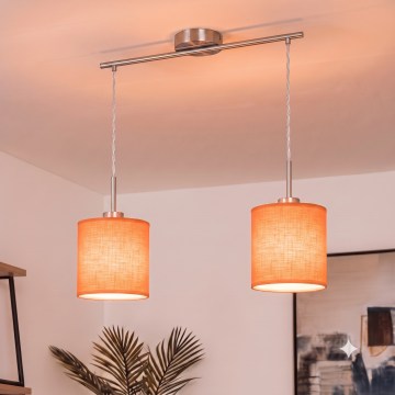 Brilagi - Lustre LED com cabo NUBILA 2xE27/60W/230V laranja