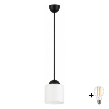 BRILAGI - Lustre LED com cabo RETRO GLASS 1xE27/60W/230V Ø 14 cm preto/branco