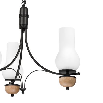 Brilagi - Lustre LED com corrente COTTAGE 3xE14/40W/230V carvalho/preto/branco
