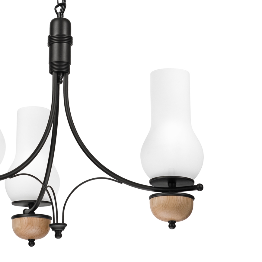 Brilagi - Lustre LED com corrente COTTAGE 3xE14/40W/230V carvalho/preto/branco