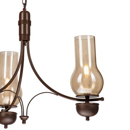 Brilagi - Lustre LED com corrente COTTAGE 3xE14/40W/230V faia/castanho/bege fumado