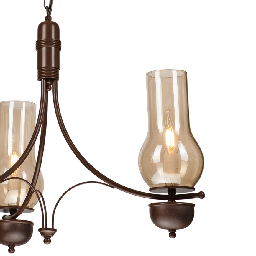 Brilagi - Lustre LED com corrente COTTAGE 3xE14/40W/230V faia/castanho/bege fumado