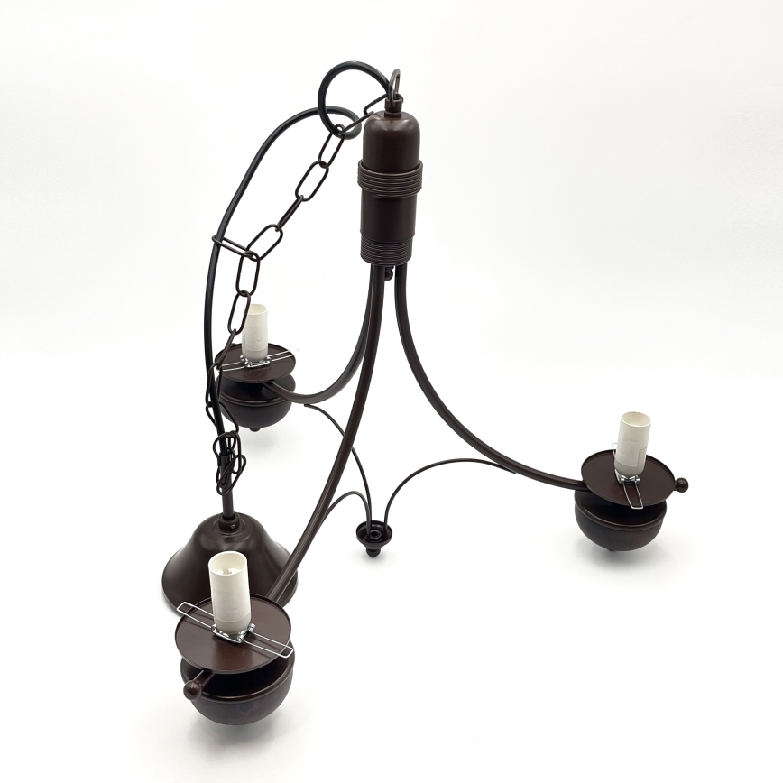 Brilagi - Lustre LED com corrente COTTAGE 3xE14/40W/230V faia/castanho/bege fumado