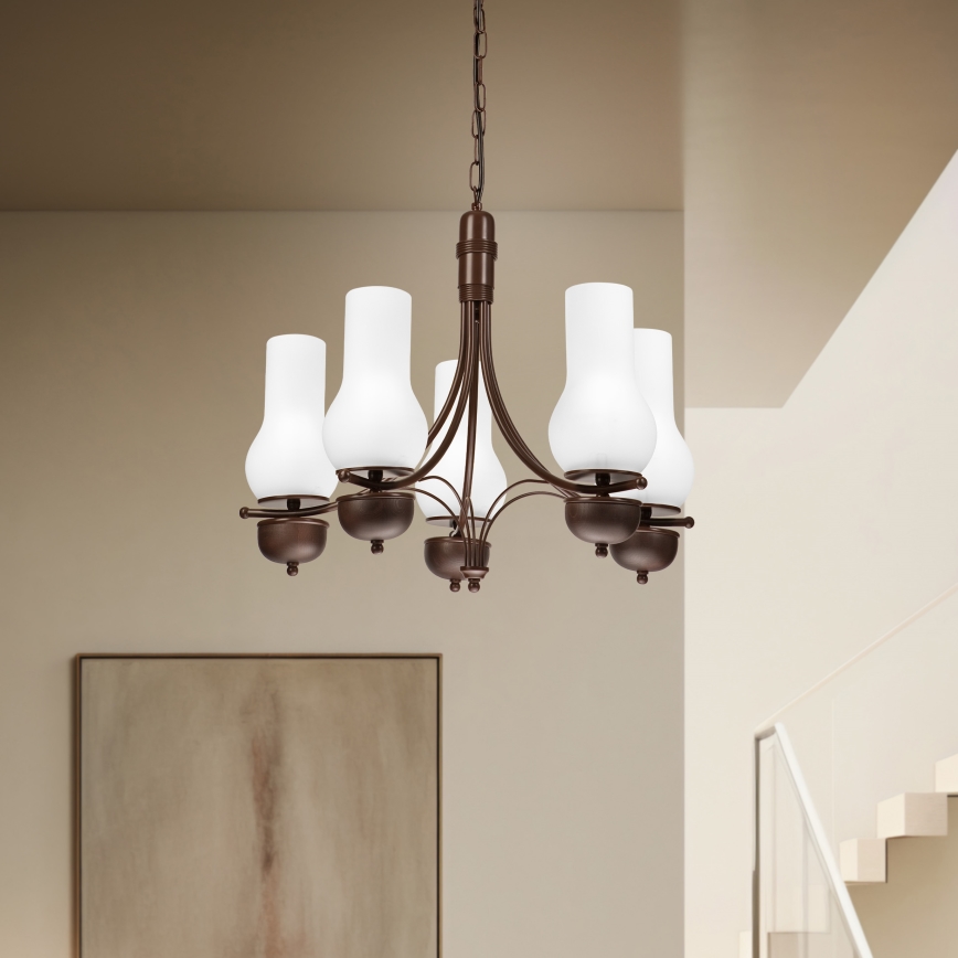 Brilagi - Lustre LED em corrente COTTAGE 5xE14/40W/230V carvalho/branco