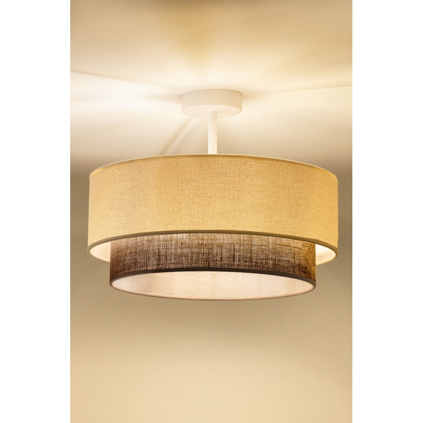 Brilagi - Lustre LED de montagem aparente BOHO STYLE 1xE27/15W/230V diâmetro 40 cm creme/castanho