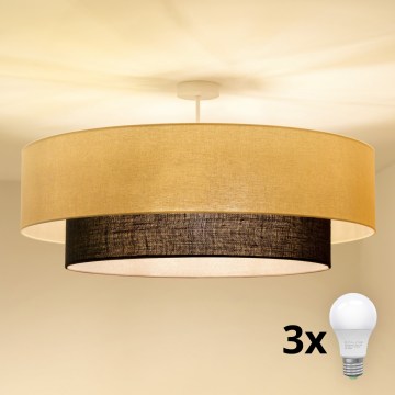 Brilagi - Lustre LED de montagem aparente BOHO STYLE 3xE27/15W/230V Ø 80 cm creme/castanho