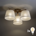BRILAGI - Lustre LED de montagem em superfície LATTE SABIA 3xE27/15W/230V pinho/branco