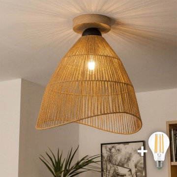 Brilagi - Lustre LED de montagem superficial CERIA BOHO 1xE27/40W/230V Ø 70 cm castanho/carvalho