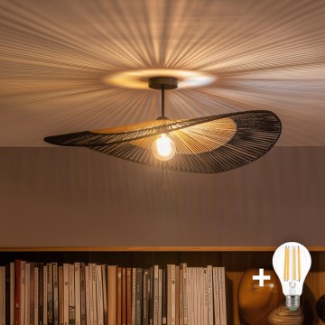Brilagi - Lustre LED de montagem superficial CERIA BOHO 1xE27/60W/230V Ø 80 cm preto/castanho/preto