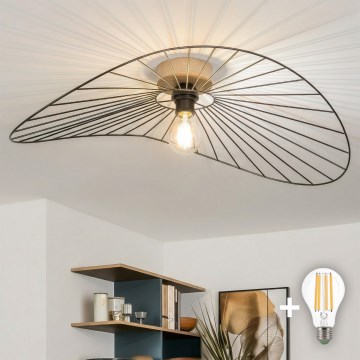 Brilagi - Lustre LED de montagem superficial CERIA WIRE 1xE27/40W/230V 60x80 cm preto/carvalho