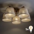 BRILAGI - Lustre LED de montagem superficial LATTE SABIA 5xE27/15W/230V pinho/creme