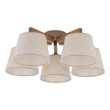 BRILAGI - Lustre LED de montagem superficial LATTE SABIA 5xE27/15W/230V pinho/creme